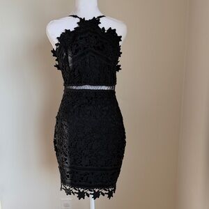 Astr Black Lace Backless Dress